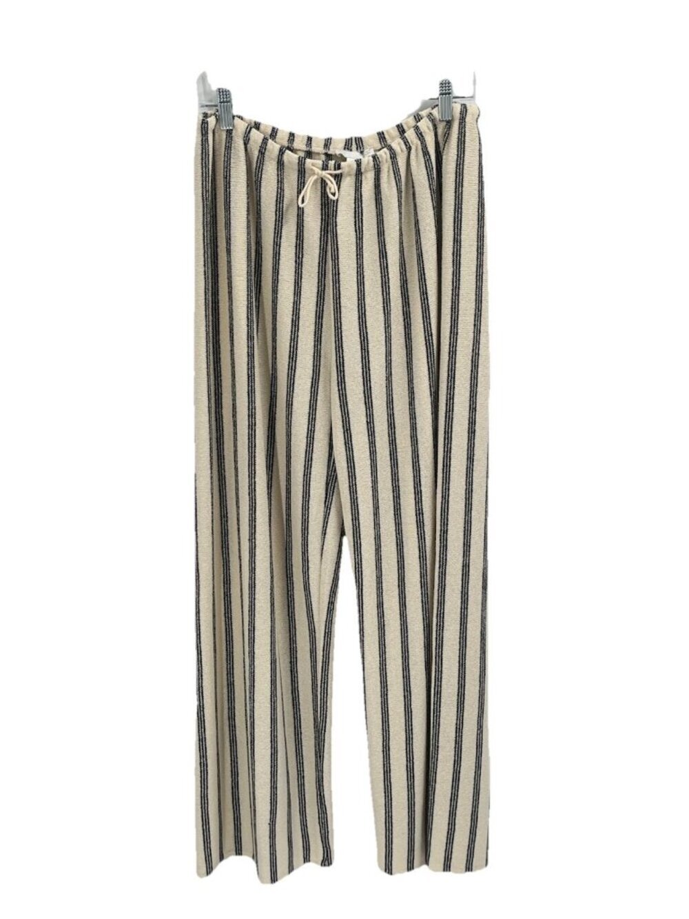 Zara Striped Pull On Wide Leg Pants Sz L Relaxed Beachy Casual Flowy Resort
